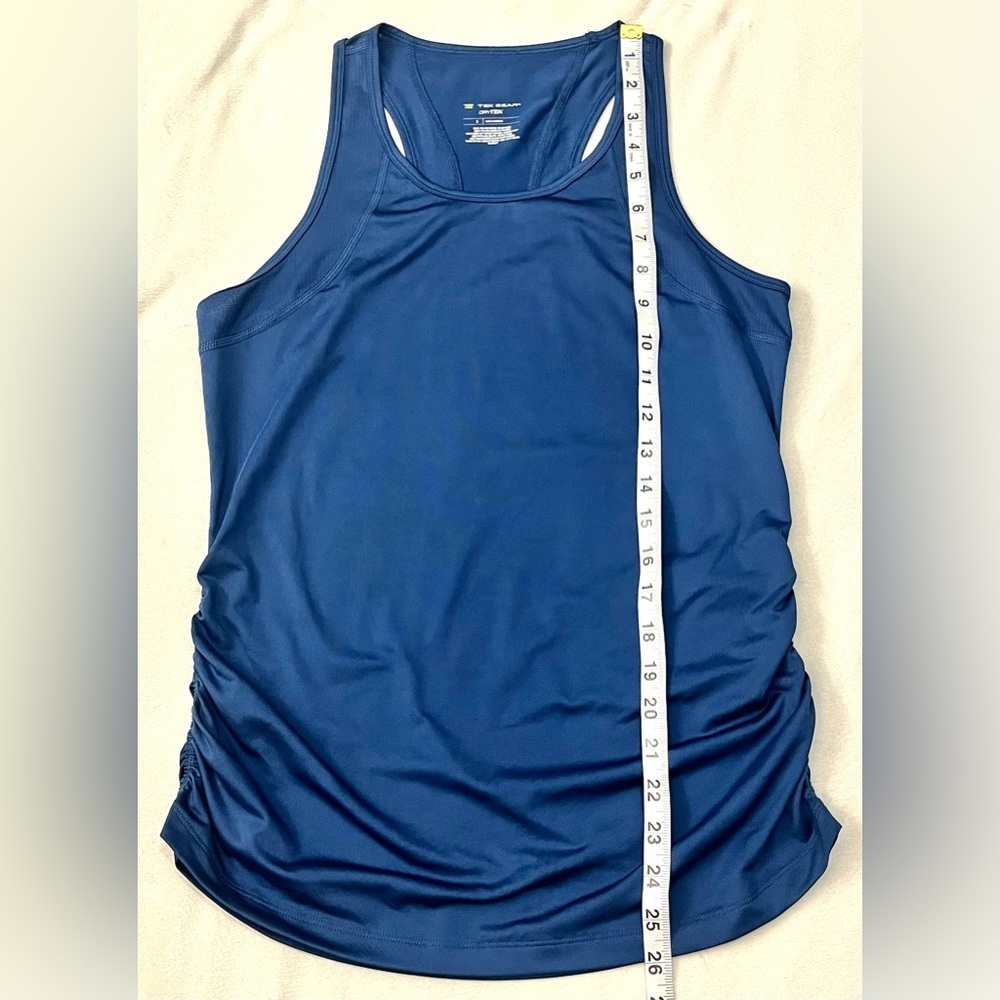 Tek Gear DryTek Women’s Racerback Blue Tank Top with Ruched Sides Small - Picture 3 of 16